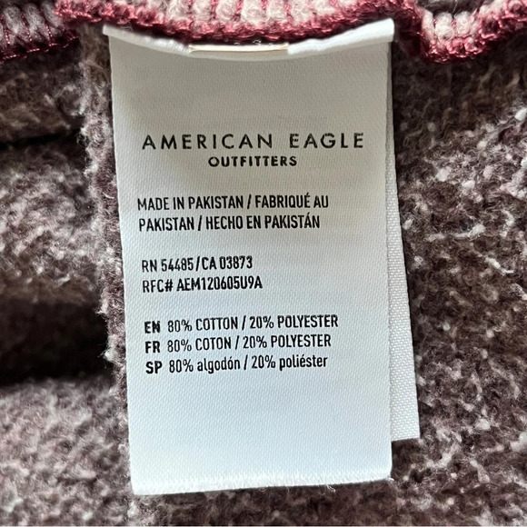 American Eagle AEO Super Soft Slub Hoodie T-Shirt Burgundy Comfy Sweatshirt Sz S - Picture 7 of 16